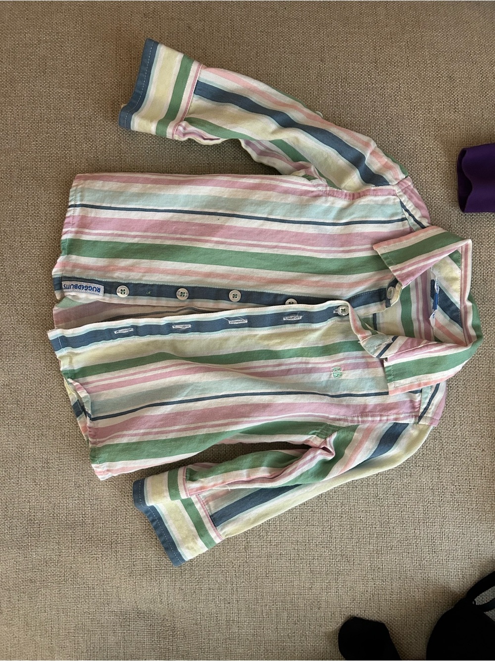 Kids Striped Pastel Button-Down Shirt - Multicolor
